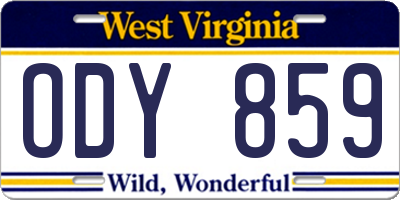 WV license plate ODY859