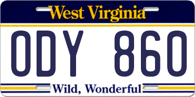 WV license plate ODY860