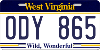 WV license plate ODY865
