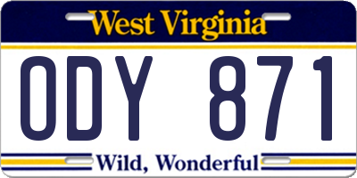 WV license plate ODY871