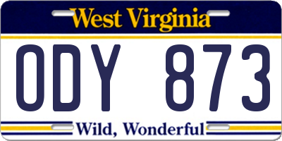 WV license plate ODY873