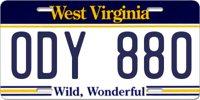 WV license plate ODY880