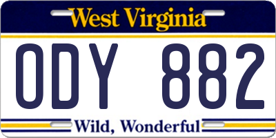 WV license plate ODY882