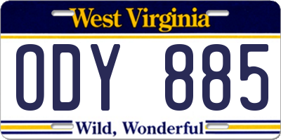 WV license plate ODY885