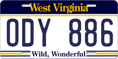 WV license plate ODY886