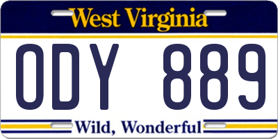 WV license plate ODY889
