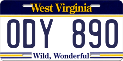 WV license plate ODY890
