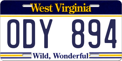 WV license plate ODY894