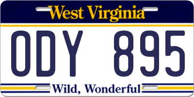 WV license plate ODY895