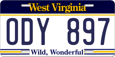 WV license plate ODY897