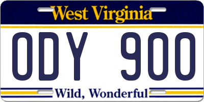 WV license plate ODY900
