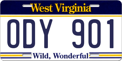 WV license plate ODY901