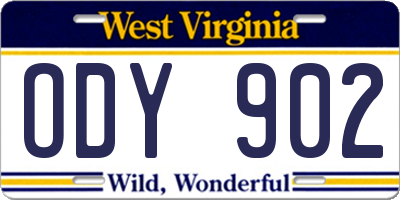 WV license plate ODY902