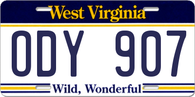 WV license plate ODY907