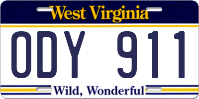 WV license plate ODY911