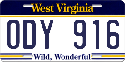 WV license plate ODY916