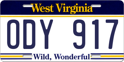 WV license plate ODY917