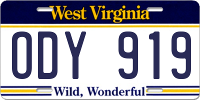 WV license plate ODY919