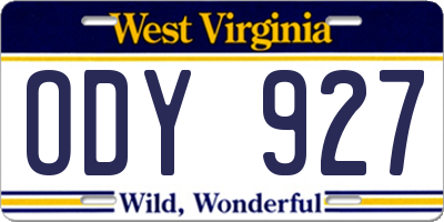 WV license plate ODY927