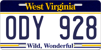 WV license plate ODY928