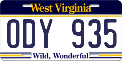 WV license plate ODY935
