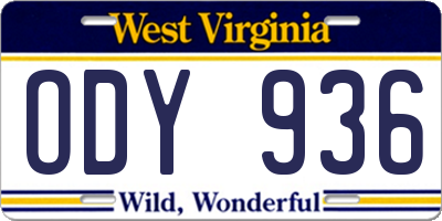 WV license plate ODY936