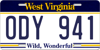 WV license plate ODY941