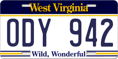 WV license plate ODY942