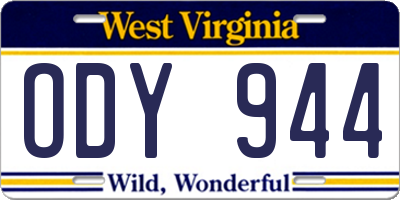 WV license plate ODY944