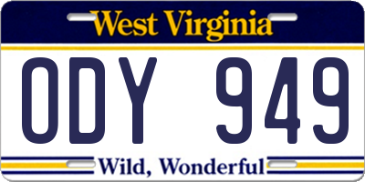 WV license plate ODY949