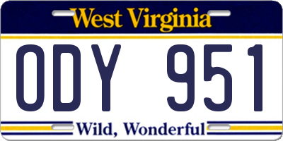 WV license plate ODY951
