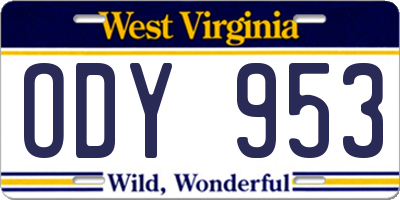 WV license plate ODY953