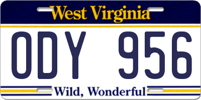 WV license plate ODY956