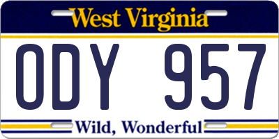 WV license plate ODY957