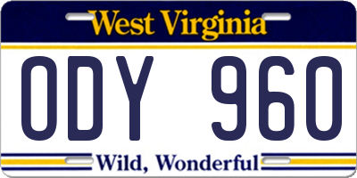 WV license plate ODY960