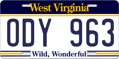 WV license plate ODY963