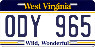WV license plate ODY965