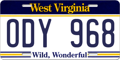 WV license plate ODY968