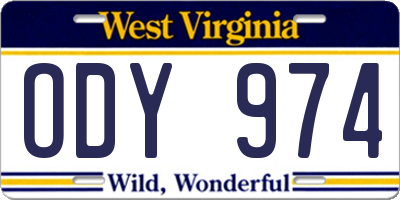 WV license plate ODY974