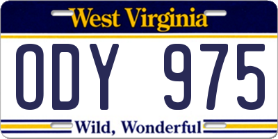 WV license plate ODY975