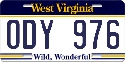 WV license plate ODY976