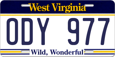 WV license plate ODY977