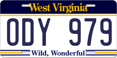 WV license plate ODY979