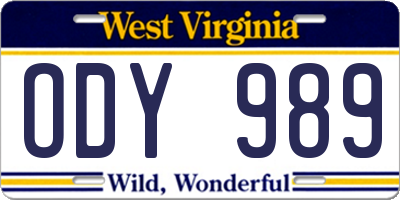 WV license plate ODY989