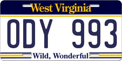 WV license plate ODY993