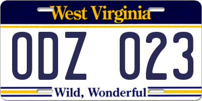 WV license plate ODZ023