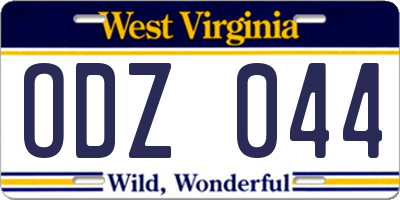 WV license plate ODZ044
