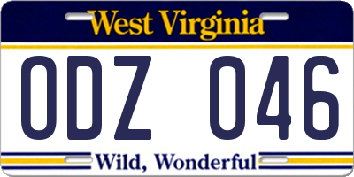 WV license plate ODZ046