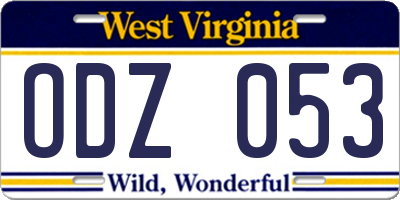 WV license plate ODZ053