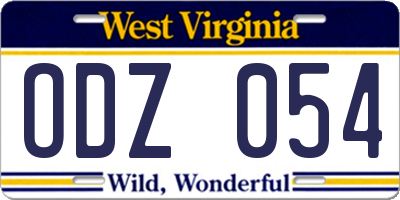 WV license plate ODZ054
